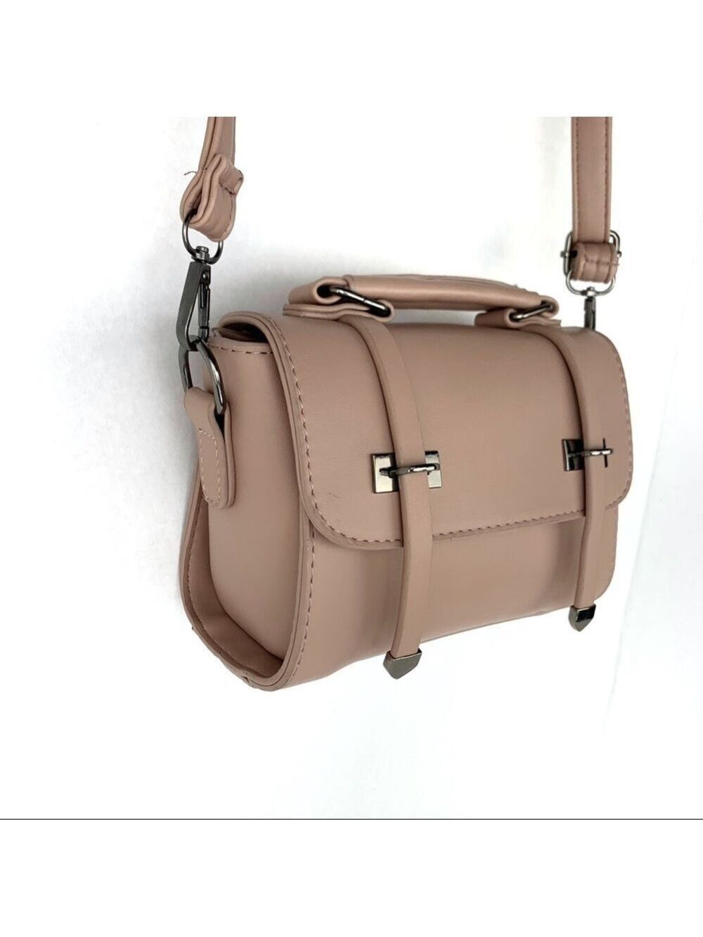 𝅺New-PU Leather/Rubber Water Proof Functional Dusty Rose Crossbody Bag